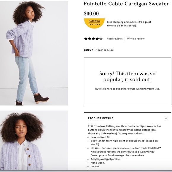 Nwt Pointelle Cable Cardigan Sweater 